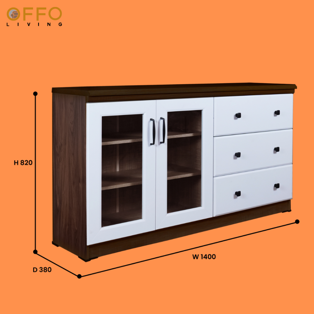 Lemari Hias Rendah 3 Laci Walnut 5
