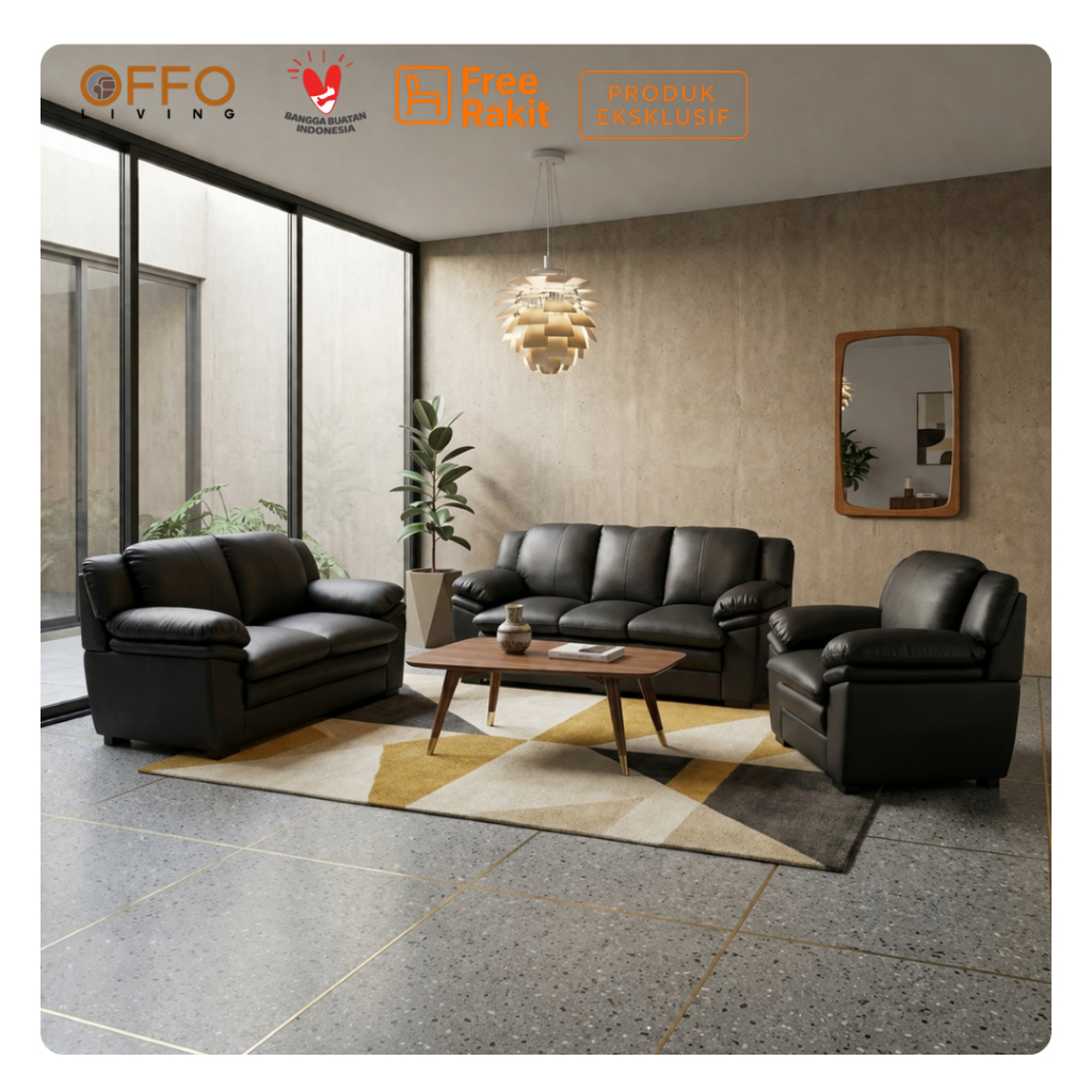 Sofa Goro 1 Dudukan Kulit Sintetis Hitam 2