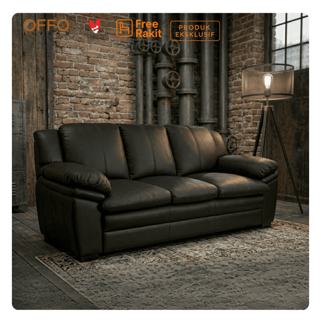 Sofa Goro 1 Dudukan Kulit Sintetis Hitam 6