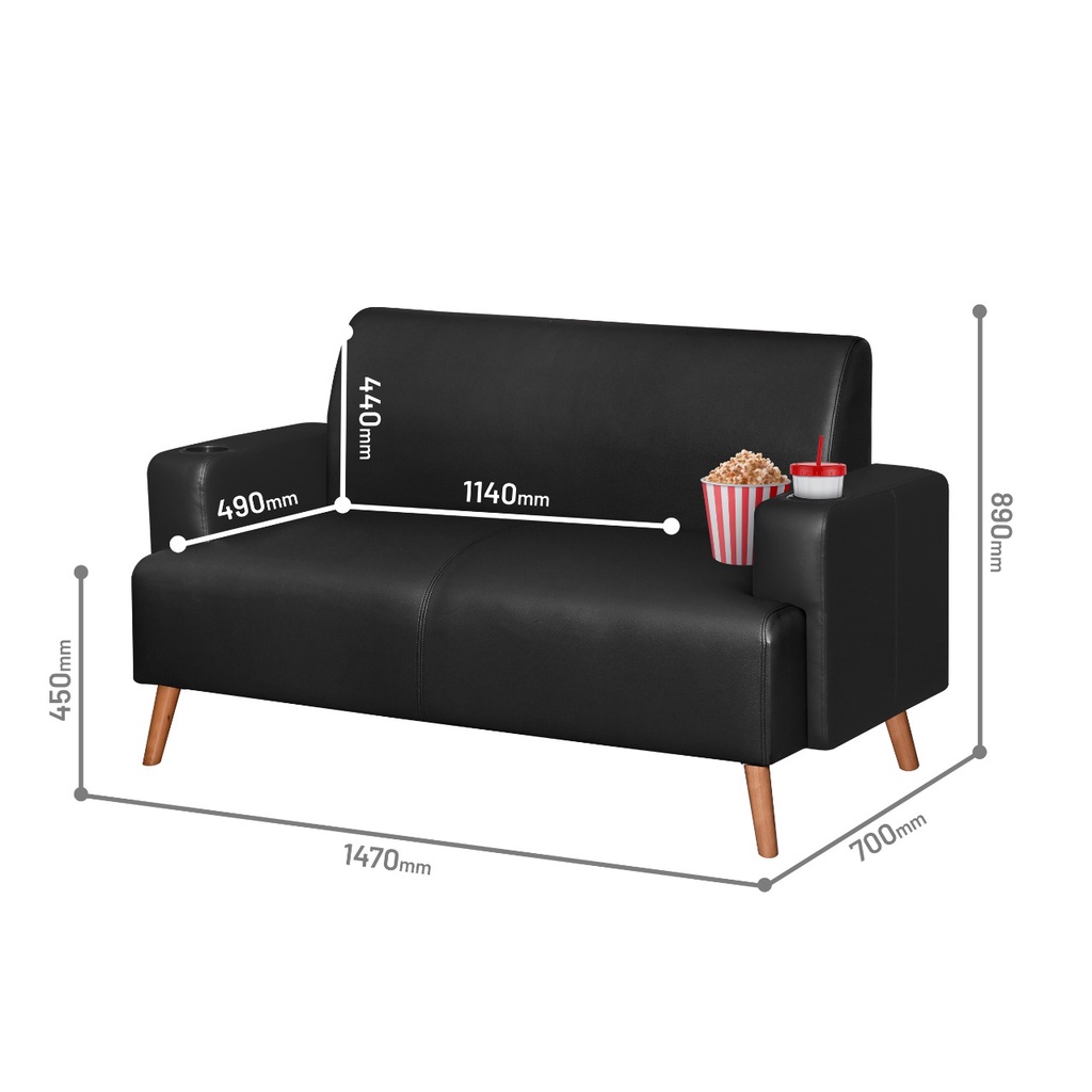 Sofa Louise 2 Dudukan Hitam 4