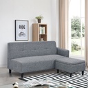 Sofa Tamara 2 Dudukan dengan Puf Abu-Abu Tua 2
