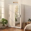 Lemari Pakaian Besi Sliding 120 - 2 Pintu Motif Garis