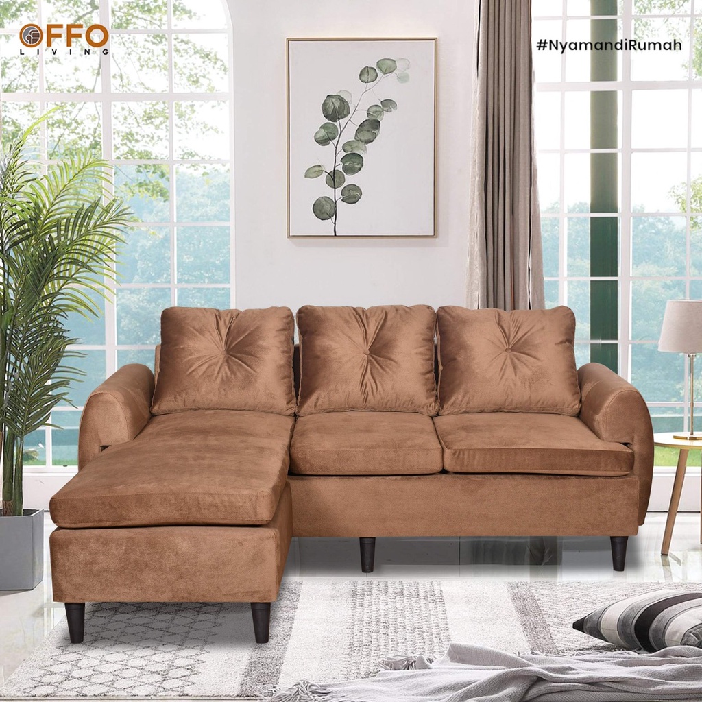 Sofa L Valerie Cokelat