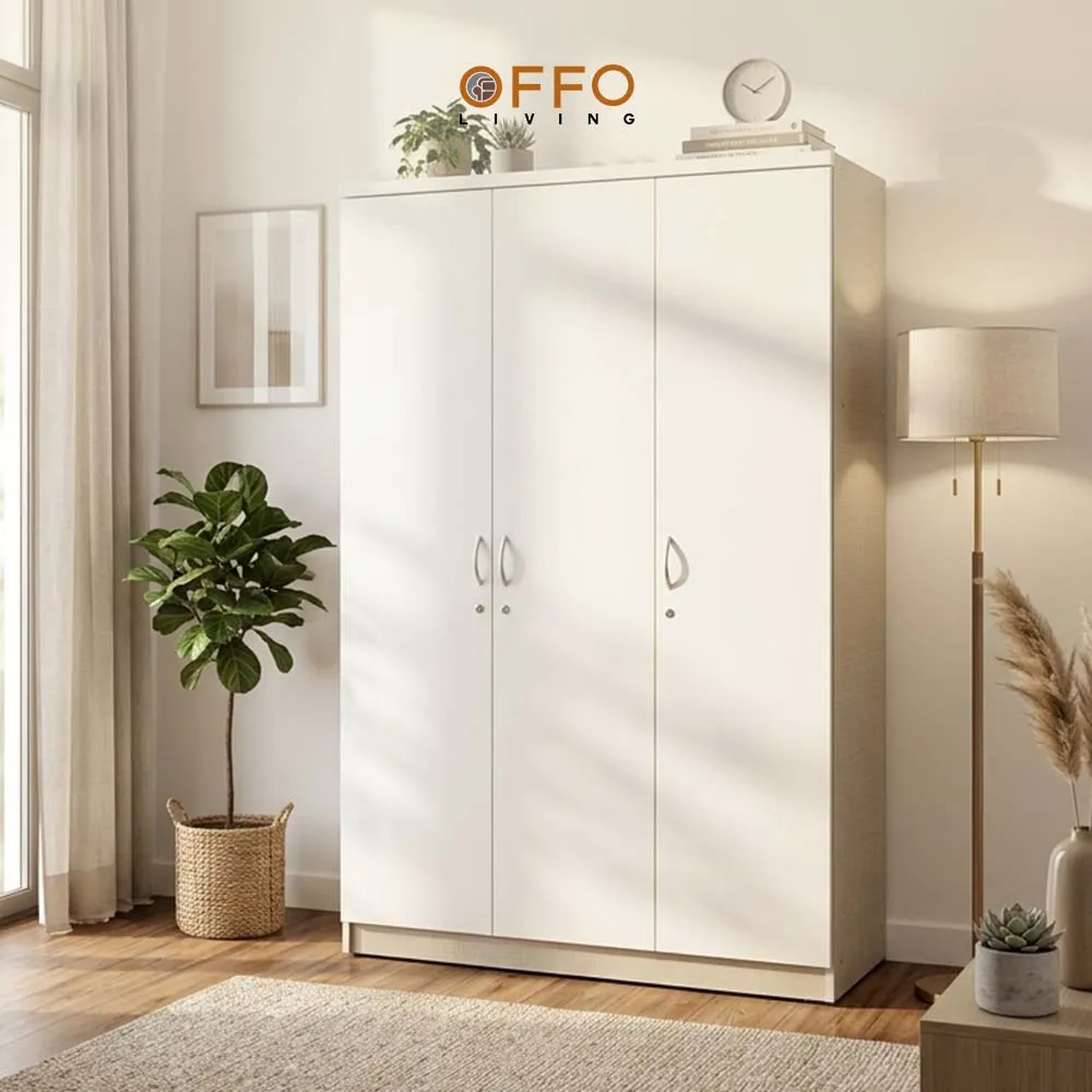 Lemari Pakaian Minimalis 3 Pintu Grey Fabric