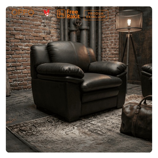 Sofa Goro 1 Dudukan Kulit Sintetis Hitam