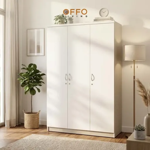 Lemari Pakaian Minimalis 3 Pintu Grey Fabric