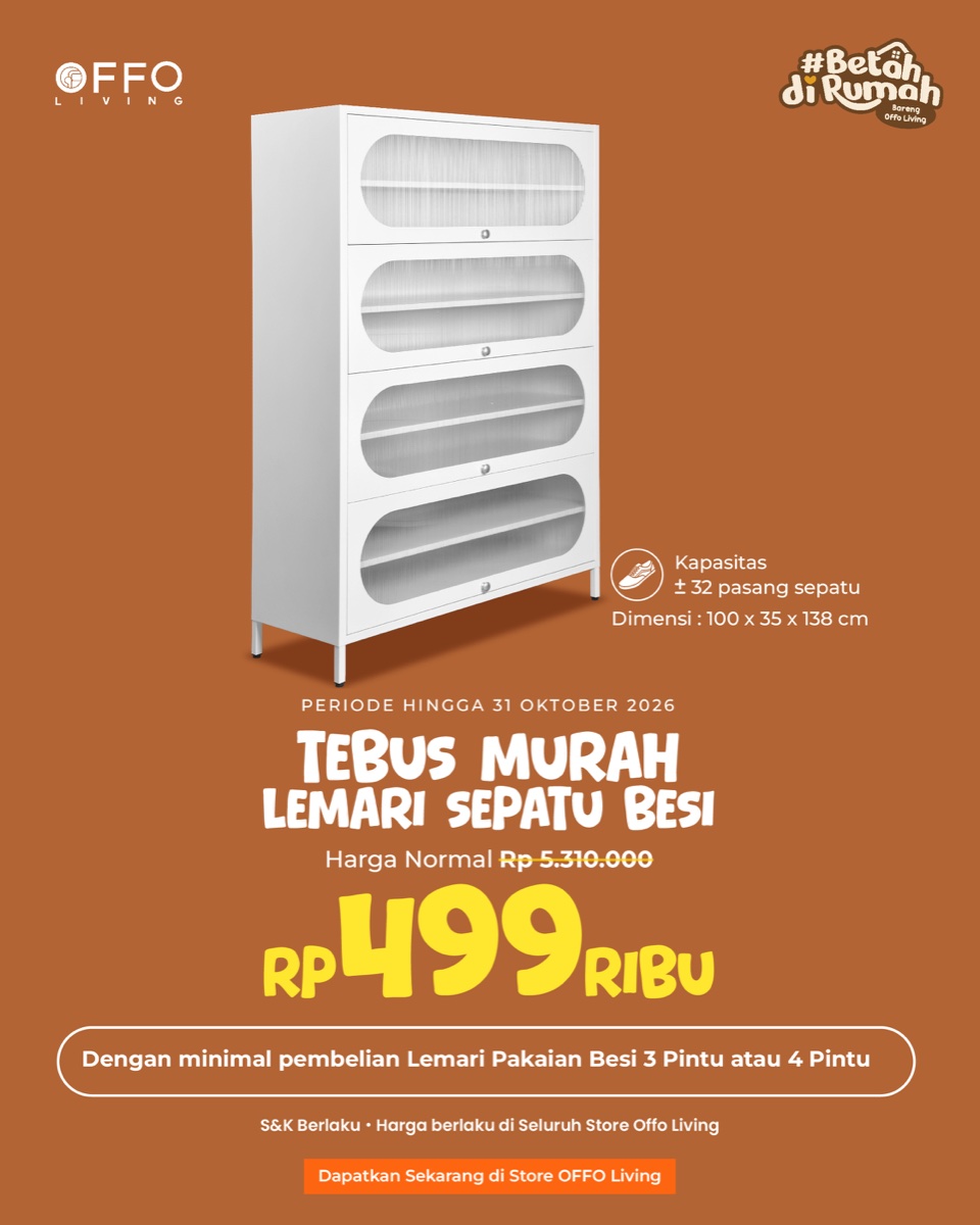 Poster Tebus Murah Lemari Sepatu Besi Rp499 ribu di toko OFFO Living